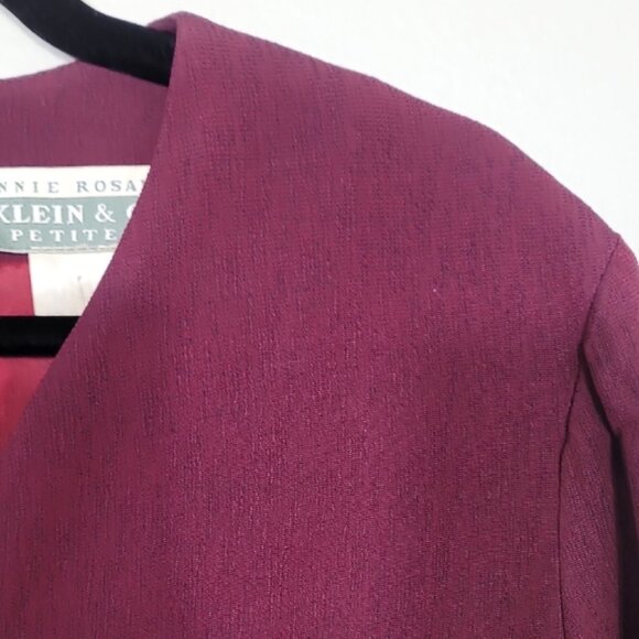 Vintage Ronnie Rosado Office Dress Size 10 Burgundy Long Sleeve Gold Buttons - Picture 2 of 9